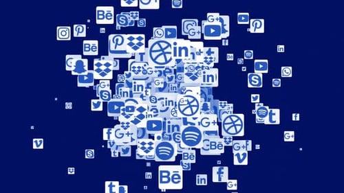 Dynamic Social Media and App Icons Digital Technology Background