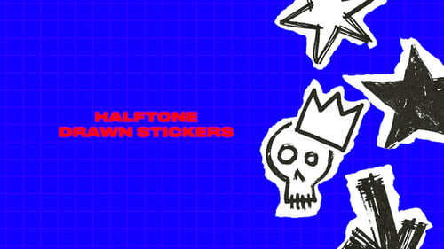 Halftone Hand Drawn Stickers