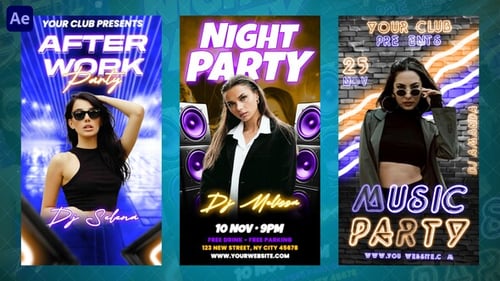 Glowing Neon Night Party Instagram Reel Template