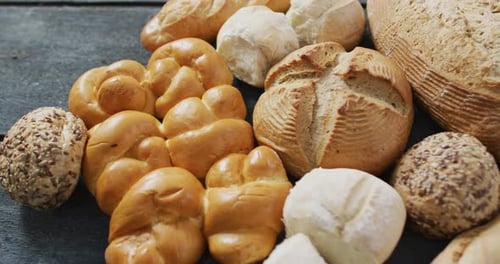 Freshly Baked Bread Assortment on Rustic Table