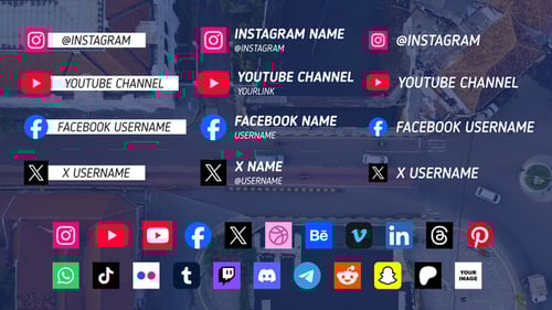 Modern Animated Social Media Lower Thirds Pack for Channel Promotion