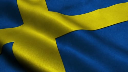 Realistic Waving Flag of Sweden Seamless Loop