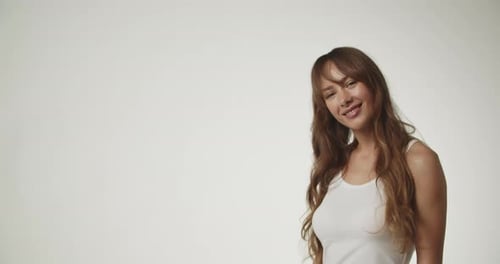 Woman with Long Brown Hair Smiling