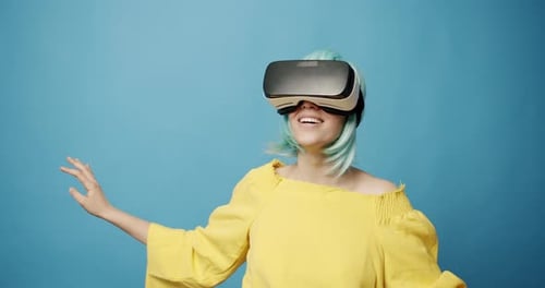 Young Woman Enjoys Virtual Reality Experience