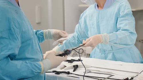 Part of Surgical Laparoscopic Surgery in Clinic