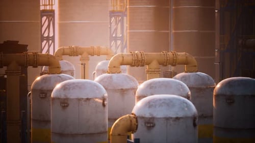 Refinery Factory with Oil Storage Tanks