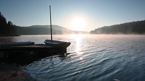 Misty morning by the lake