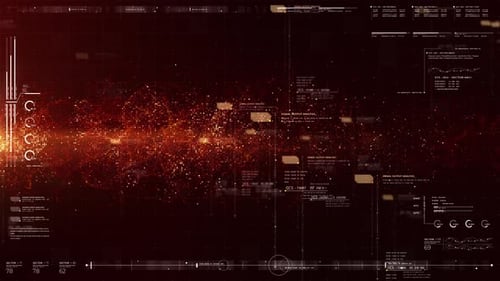Futuristic HUD Grid Display with Digital Data Stream
