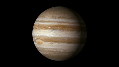 Animated Jupiter Planet Rotating in Dark Space