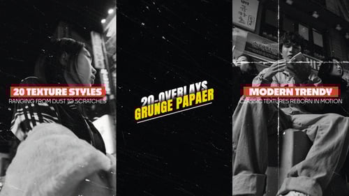 20 Vertical Grunge Paper Grain Noise Overlays Pack | MOGRT