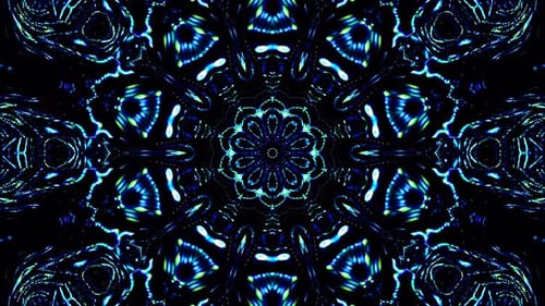 Dynamic Abstract Blue Green Glowing Kaleidoscope Loop