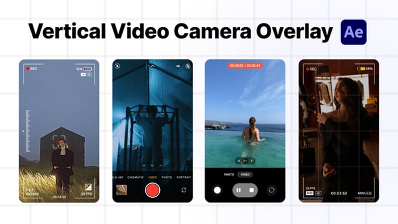 Recording Overlay Vertical Editable Video Templates - Envato