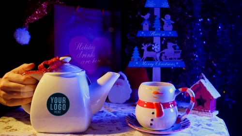 Christmas Tea Holiday Animation with Festive Teapot