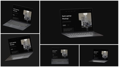 Sleek Dark Laptop Mockup with Dynamic Screen Animation