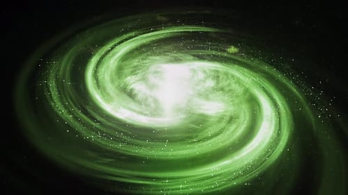 Abstract Green Swirling Galaxy Space Animation