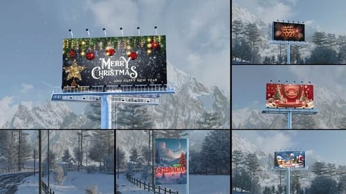Merry CHristmas Billboard Mockup MOGRT