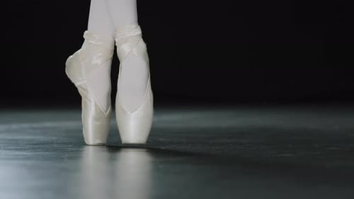 Ballerina in Pointe Shoes Standing in First Position
