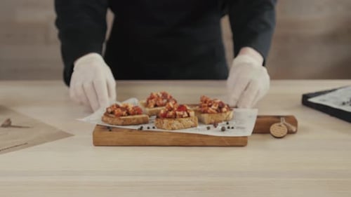 Chef Prepares Gourmet Sandwiches