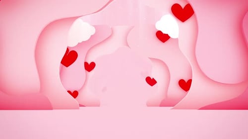 Animated Love Tunnel Background with Floating Red Hearts