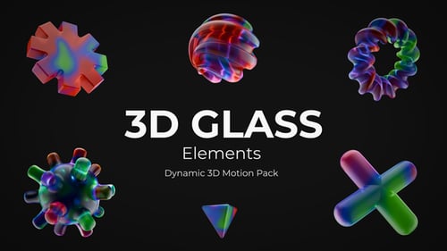 Elementos coloridos de vidrio 3D: paquete de formas vibrantes y transparentes para Premiere Pro