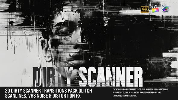 20-Dirty Scanner Transitions Pack – Glitch Scanlines, VHS Noise ...