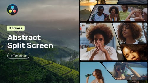 Abstract Split Screen – 3 Frames for DaVinci Resolve