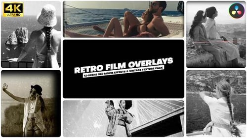 12-Scene Retro Film Overlays – Old Movie Effects & Vintage Texture Pack For DR