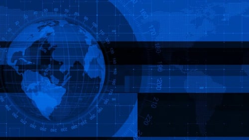 Rotating Blue Globe with Abstract Digital Data Animation