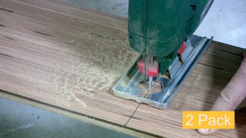 Laminate Flooring Cut with a Jigsaw Close Up