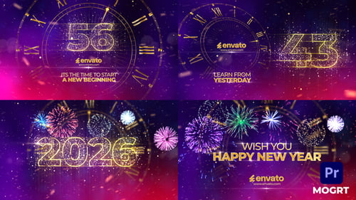 Sparkling Golden New Year Countdown with Festive Clock Animation