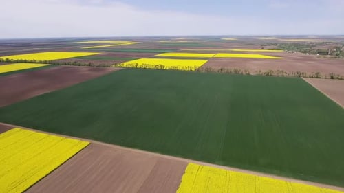 Aerial View of Rural Fields and Farmland