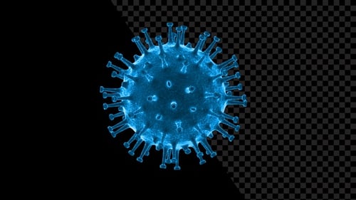 Rotating Blue 3D Virus Cell Medical Animation Loop