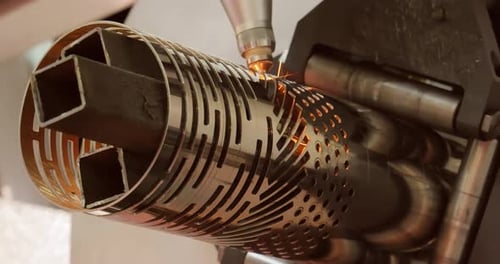 Close Up of a Metal Tube Getting Cut