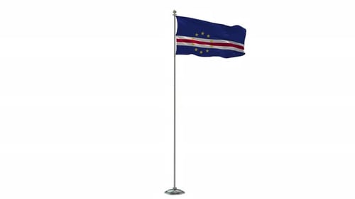 Cape Verde Flag Waving Animation on White Background