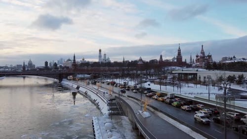 View of the Moscow Kremlin and the Bolshoy Kamenny Bridge