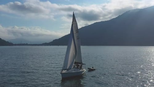 Drone Aerial video - Circling the sailboat