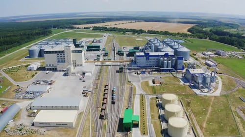 Modern plant in farmland