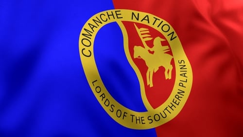 Realistic Comanche Nation Flag Waving in the Wind