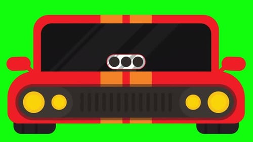 Running Sports Car animation on green screen background.