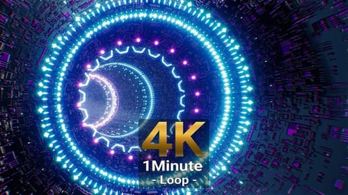 Glowing Neon Light Sci Fi Tunnel