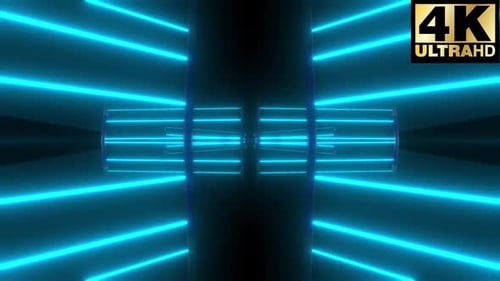 Abstract Glowing Neon Lines Digital Tunnel Background Loop