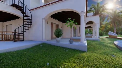 Luxury Villa with Swimming Pool 3D Animation