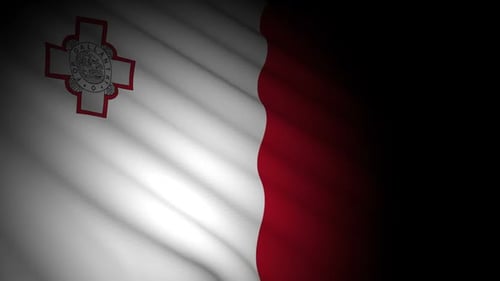 Smooth Waving Flag of Malta with Dark Background