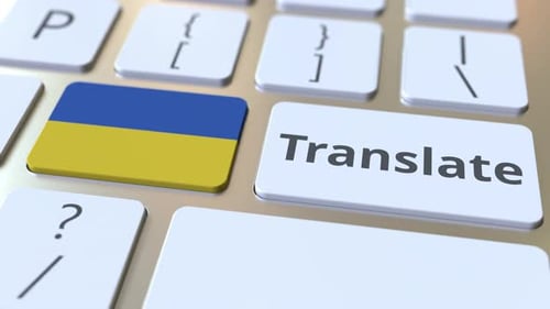 TRANSLATE Text and Flag of Ukraine on the Buttons
