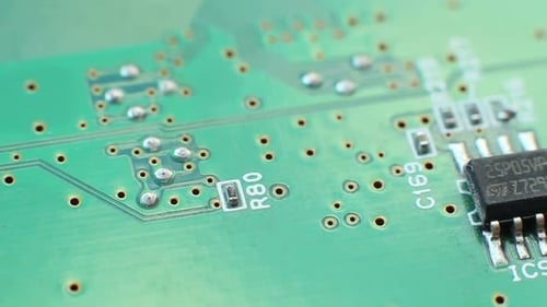 Green Circuit Board Close Up Still Shot