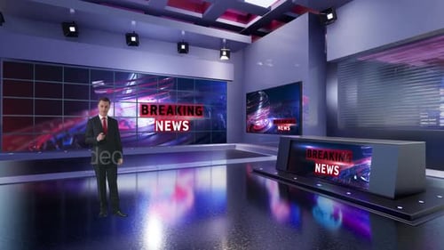 3D Virtual Tv Studio News B9022