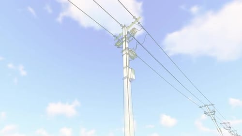 Clean Animated Power Lines with Utility Poles