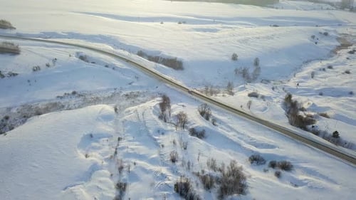 Cars On Winter Country Road