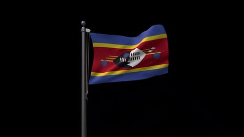 Waving Eswatini National Flag Animation with Alpha Channel