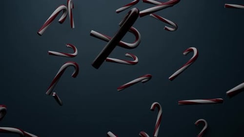 Candy Canes Falling. Seamless Loop